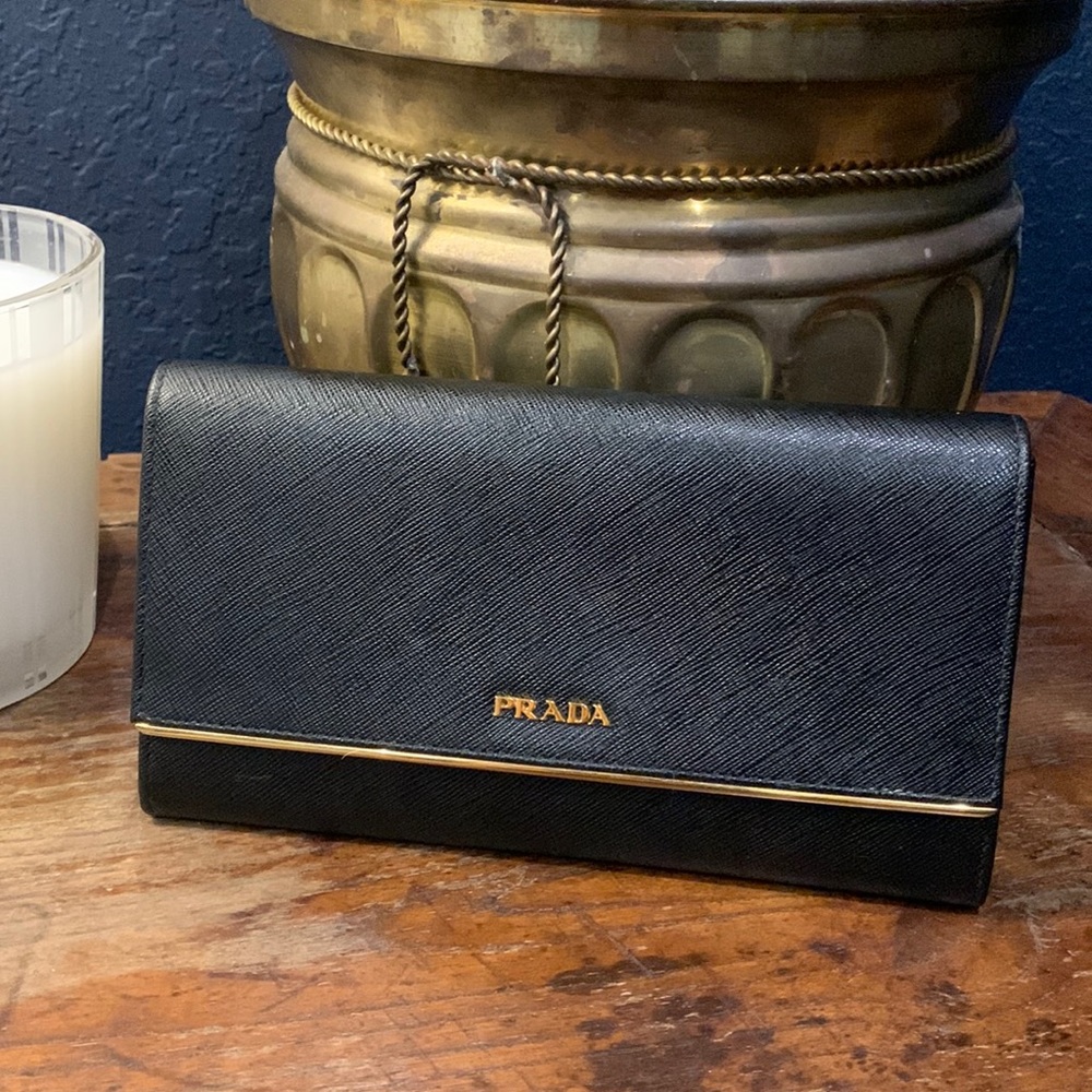Prada Saffiano Metal Clutch Wallet